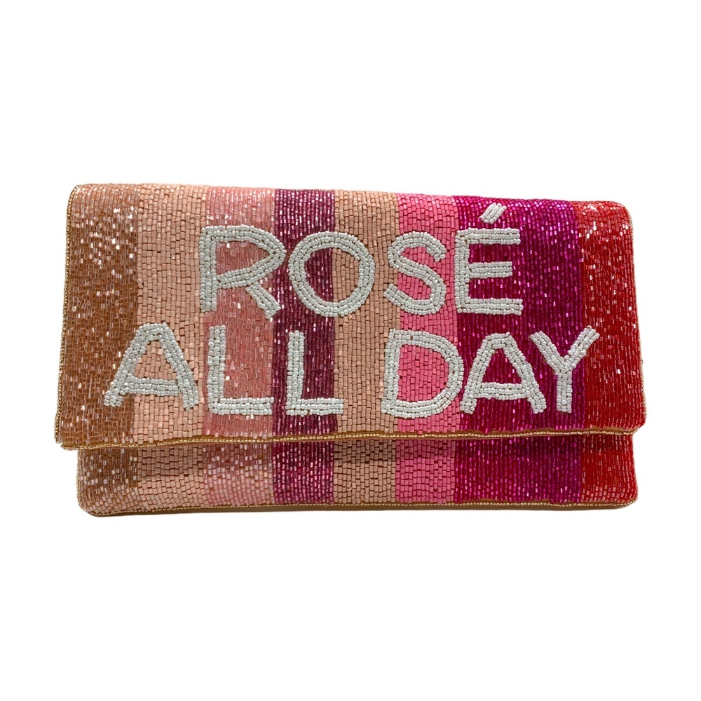 "Rose All Day Ombre" beaded clutch